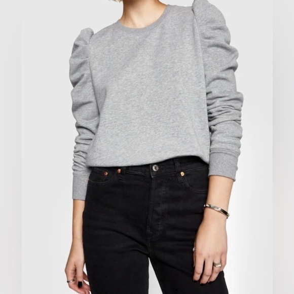 Rebecca Minkoff Gray Sweatshirt with Puff Sleeves - Picture 2 of 10